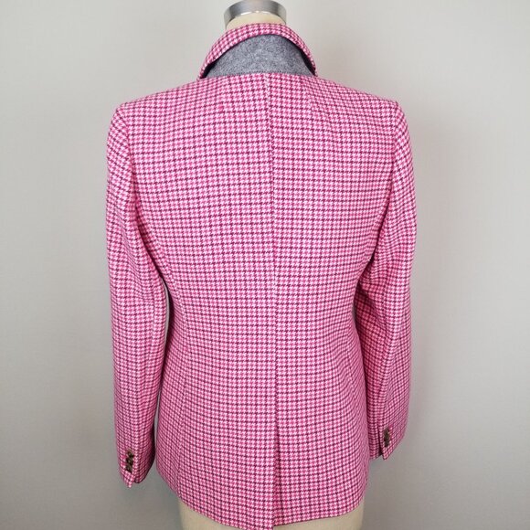 J Crew Re Imagined Pink Houndstooth Campbell Blazer Jacket *  Ladies Size 8 - Picture 6 of 11